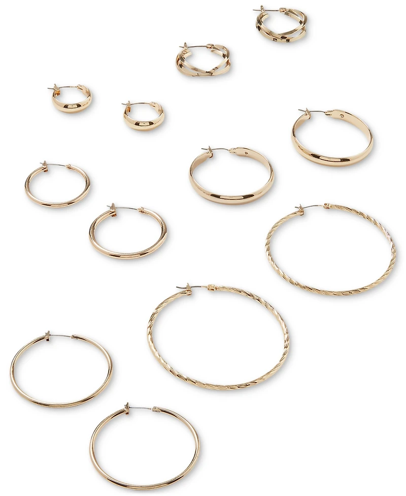 Anne Klein Silver-Tone Small Pinched Hoop Earrings, 0.6"