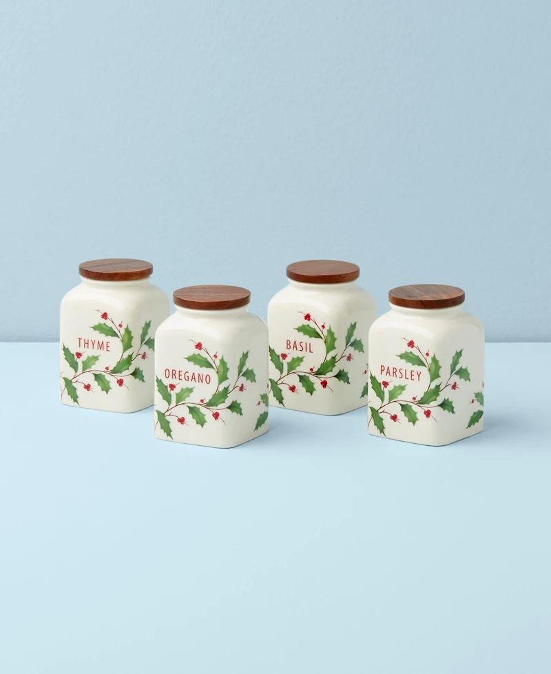 Lenox Holiday Cooking Spice Jars, Set of 4