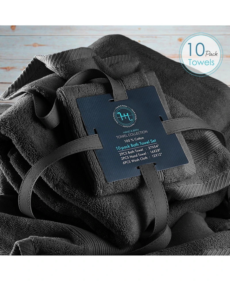 Luxury Soft 10-Piece Towel Set – 600 Gsm 100% Combed Cotton | 2 Bath Towels, Hand Towels & 6 Washcloths