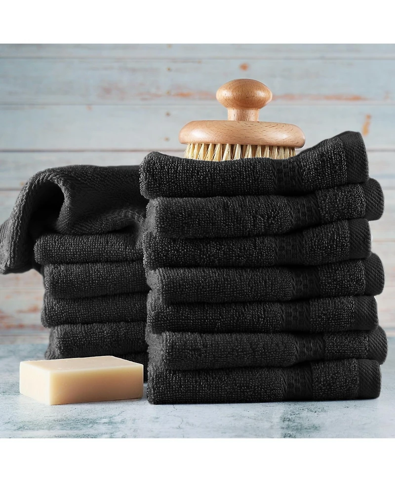 Luxury 12-Pack Washcloths – 500 Gsm 100% Combed Cotton, Soft & Highly Absorbent