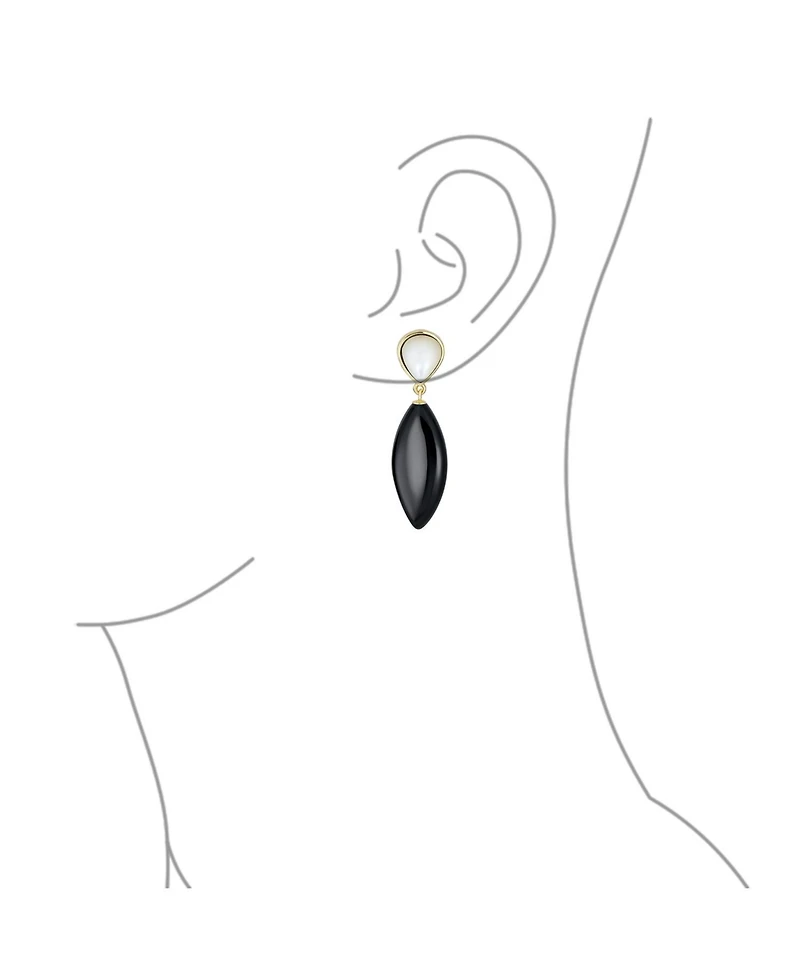 Bling Jewelry Geometric Rhombus Teardrop Stone Dangling Earrings Gold Plated