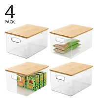 mDesign Plastic Kitchen Food Storage Bin with Lid, Medium - 4 Pack