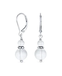 Bling Jewelry Natural Stones Boho Bali Milgrain Edged Beaded Rondel Separator Double Ball Round Drop Dangle Earrings Sterling Silver Lever back