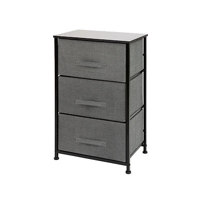 3 Drawer Vertical Storage Dresser With Wood Top & Fabric Pull Drawers