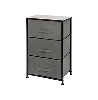 3 Drawer Vertical Storage Dresser With Wood Top & Fabric Pull Drawers