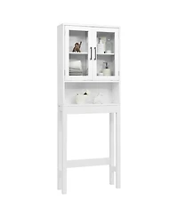 Over the Toilet Storage Cabinet Bathroom Space Saver w/Tempered Glass Door