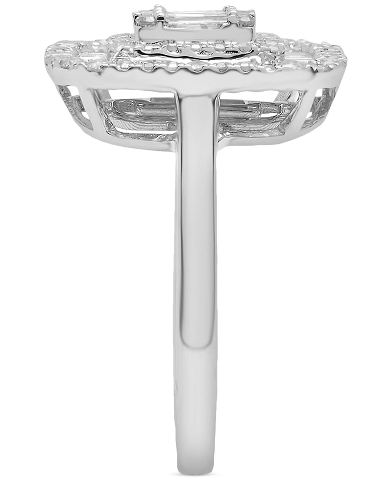 Wrapped in Love Diamond Round & Baguette Square Halo Cluster Ring (1 ct. t.w.) in 14k White Gold, Created for Macy's