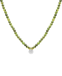 Black Spinel & Diamond Accent Beaded 17" Pendant Necklace Sterling Silver (Also Turquoise, Lapis Lazuli, Jade)