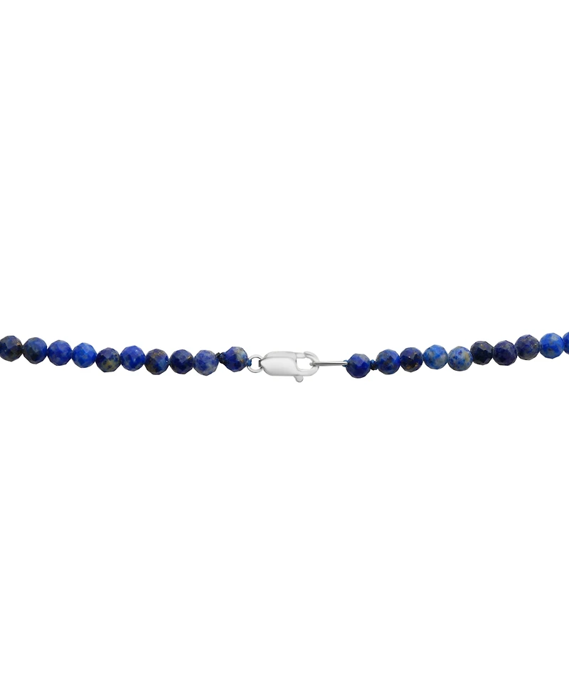 Black Spinel & Diamond Accent Beaded 17" Pendant Necklace in Sterling Silver (Also in Turquoise, Lapis Lazuli, & Jade)