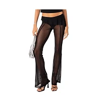 Edikted Women's Carsen Ruffle Sheer Mesh Pants