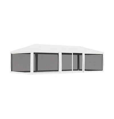 Party Tent with 4 Mesh Sidewalls 13.1'x29.5' White