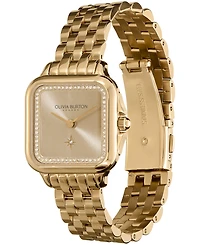 Olivia Burton Women's Grosvenor Soft Square Gold-Tone Stainless Steel Bracelet Watch 28mm