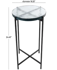 Rosemary Lane 24" Metal with Textured Glass Tabletop X-Shaped Accent Table