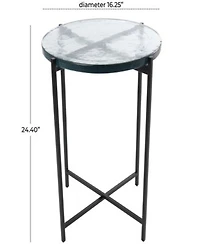 Rosemary Lane Metal With Textured Glass Tabletop X Shaped Accent Table Collection