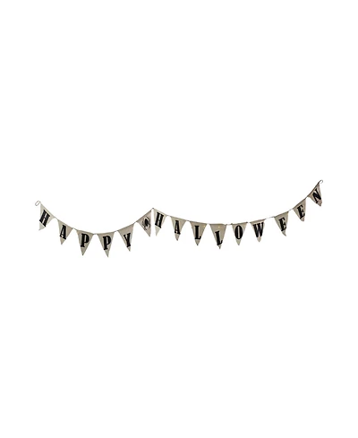18.75" Battery Operated Led Lighted Burlap Happy Halloween Banner