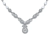 Bling Jewelry Jewelry Set Marquise Leaf Starburst Necklace & Earrings Silver Plated