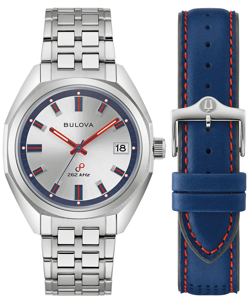 Bulova Men's Classic Jet Star Stainless Steel Bracelet Watch 40mm Gift Set