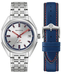 Bulova Men's Classic Jet Star Stainless Steel Bracelet Watch 40mm Gift Set