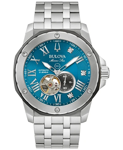 Bulova Men's Automatic Marine Star Marc Anthony Stainless Steel Bracelet Watch 45mm