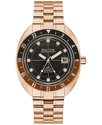 Bulova Men's Automatic Oceanographer Gmt Rose Gold-Tone Stainless Steel Bracelet Watch 41mm