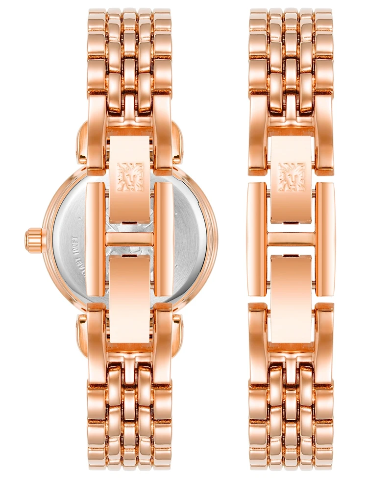 Anne Klein Women's Quartz Rose Gold-Tone Alloy Watch 24mm Set