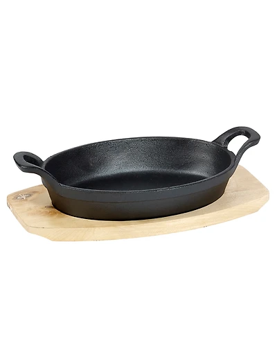 Basic Essentials 2 Piece Cast Iron Oval Sizzler Plate Set