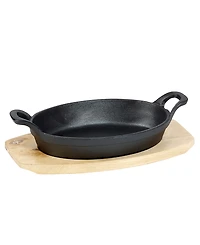 Basic Essentials 2 Piece Cast Iron Oval Sizzler Plate Set