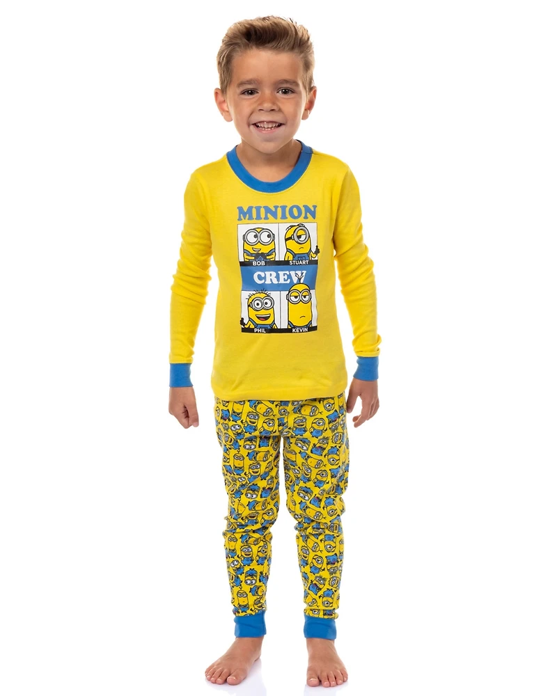 Despicable Me Toddler Boys Minions Crew Bob Stuart Phil Kevin Sleep Pajama Set
