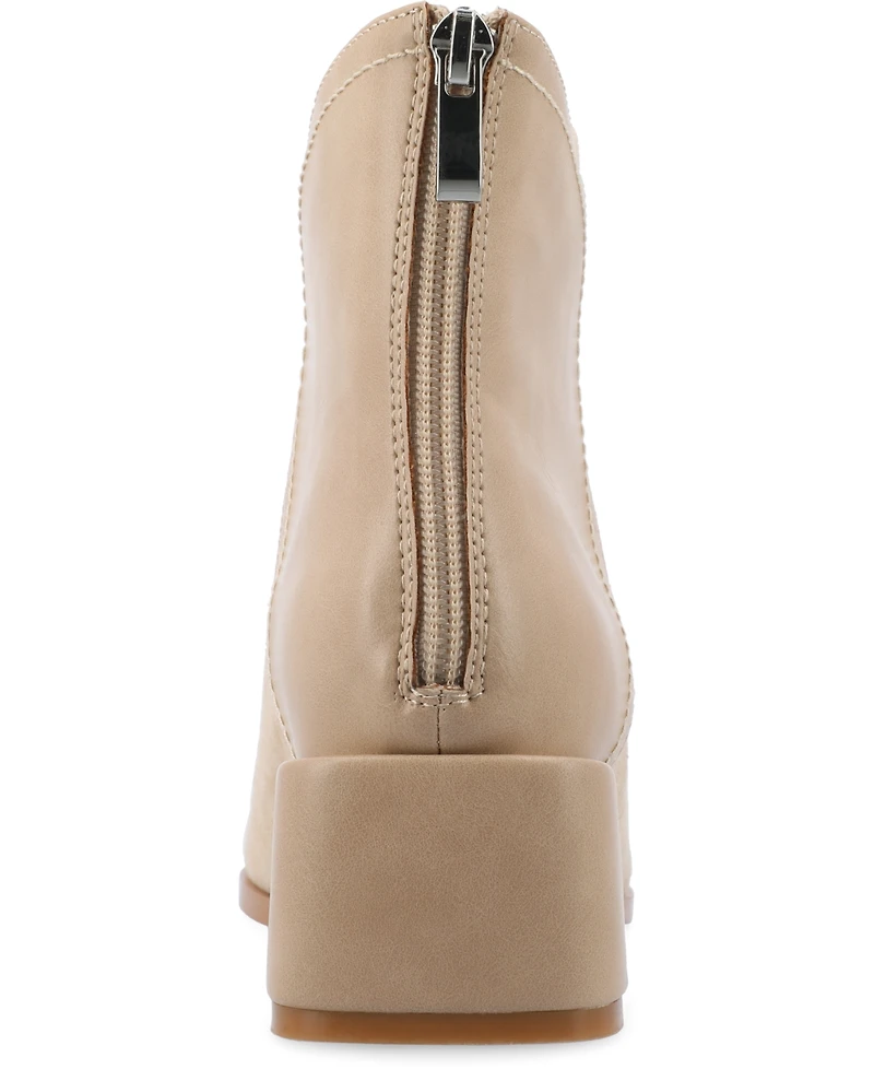 Journee Collection Women's Consuello Two Tone Pointed Toe Block Heel Booties