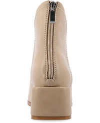 Journee Collection Women's Consuello Two Tone Pointed Toe Block Heel Booties