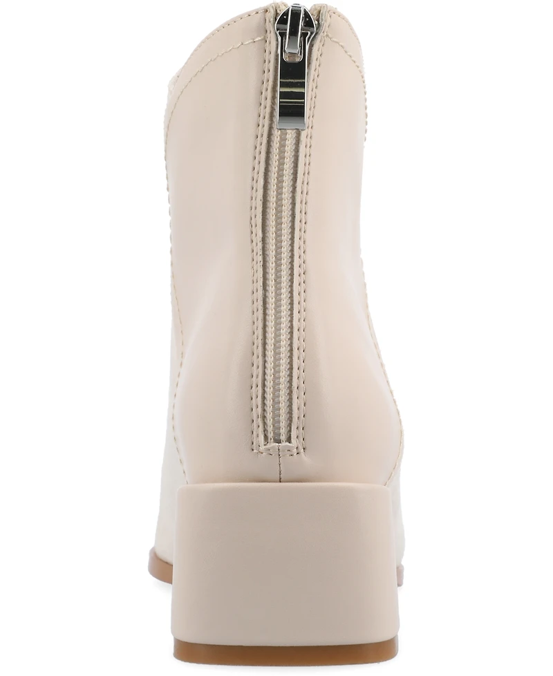 Journee Collection Women's Consuello Two Tone Pointed Toe Block Heel Booties