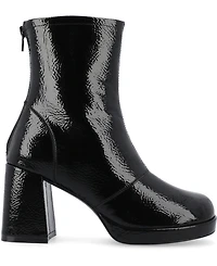 Journee Collection Women's Aylani Tru Comfort Foam Crinkle Patent Faux Leather Platform Boots