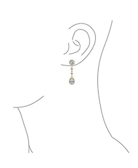 Bling Jewelry Statement Teardrop Pave Crown Halo Cubic Zirconia Cz Dangle Chandelier Clip On Earrings Non-Pierced