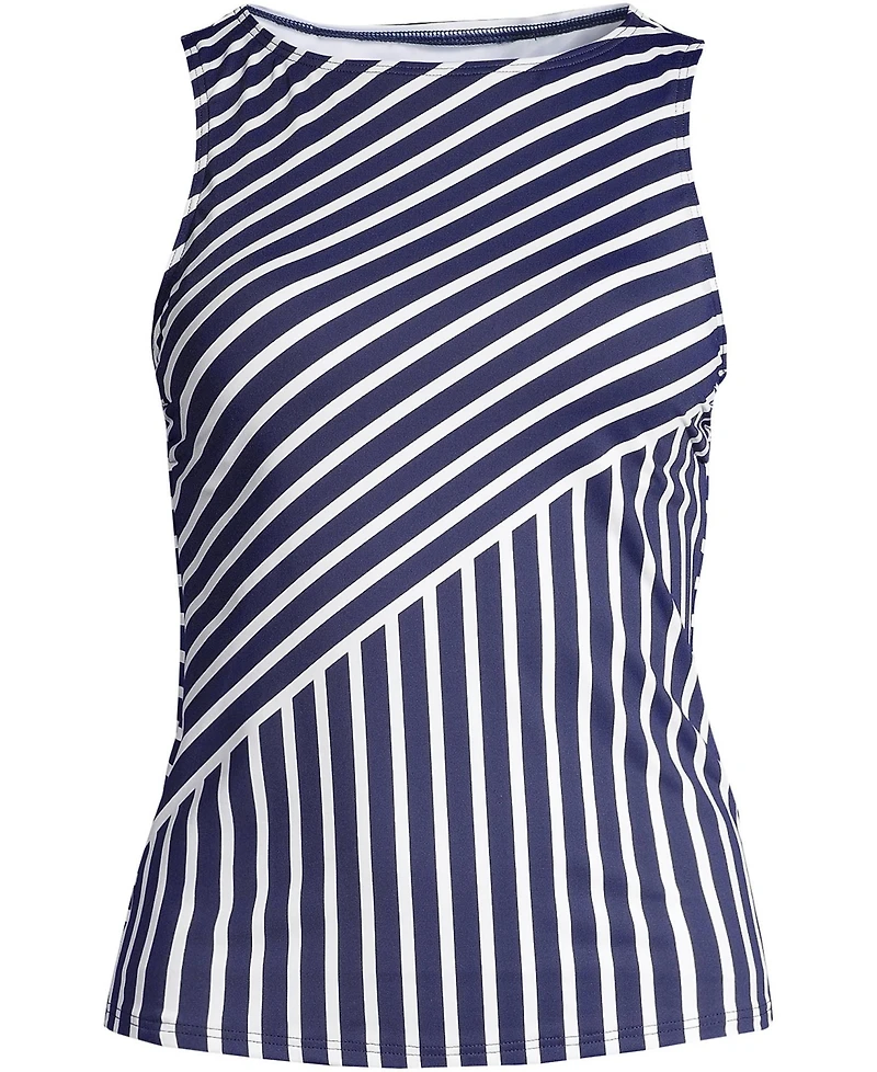 Lands' End Women's Plus Size Chlorine Resistant High Neck Upf 50 Sun Protection Modest Tankini Swimsuit Top