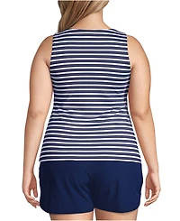 Lands' End Women's Plus Size Chlorine Resistant High Neck Upf 50 Sun Protection Modest Tankini Swimsuit Top