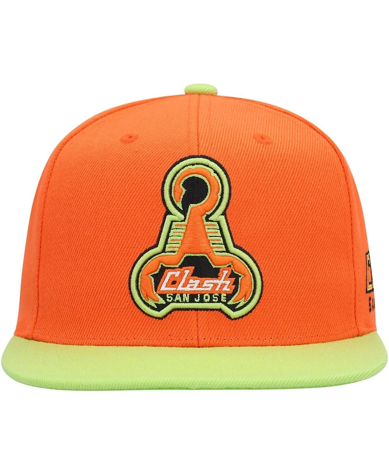 Men's Mitchell & Ness Orange San Jose Earthquakes Throwback Logo Snapback Hat