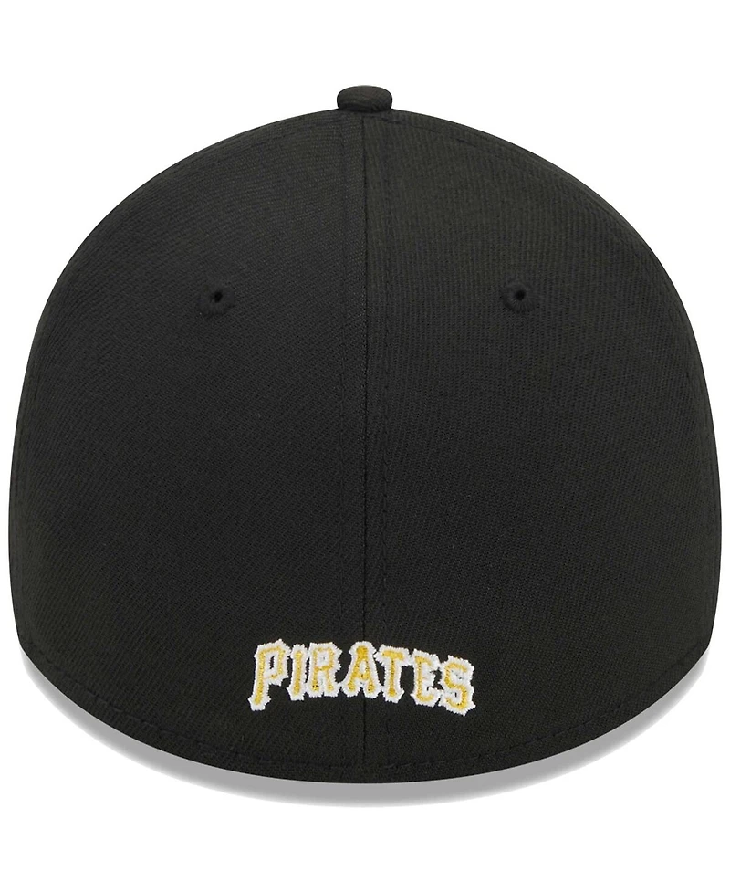 Men's New Era Black Pittsburgh Pirates Logo 39THIRTY Flex Hat