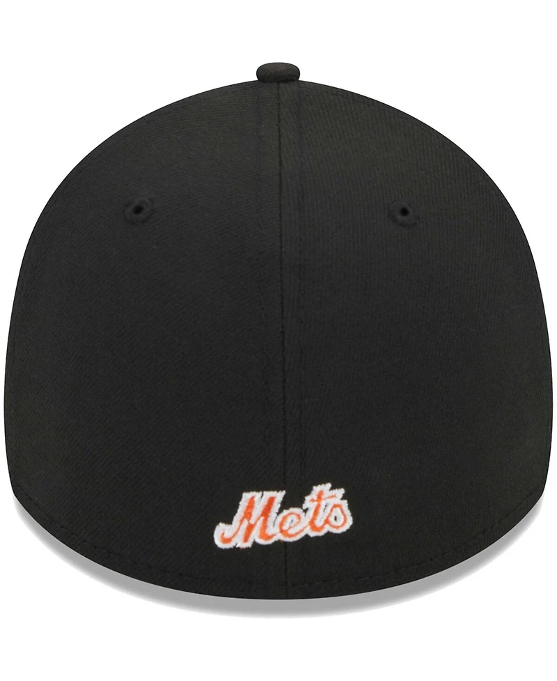 Men's New Era Black York Mets Logo 39THIRTY Flex Hat