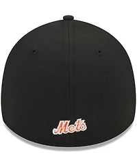 Men's New Era Black York Mets Logo 39THIRTY Flex Hat