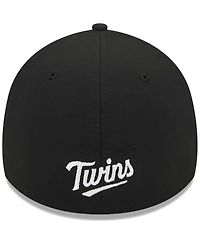 Men's New Era Black Minnesota Twins Logo 39THIRTY Flex Hat