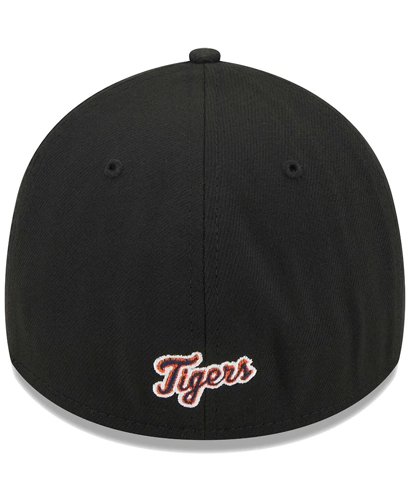 Men's New Era Black Detroit Tigers Logo 39THIRTY Flex Hat