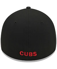 Men's New Era Black Chicago Cubs Logo 39THIRTY Flex Hat