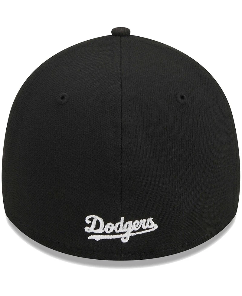 Men's New Era Black Brooklyn Dodgers Logo 39THIRTY Flex Hat