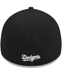 Men's New Era Black Brooklyn Dodgers Logo 39THIRTY Flex Hat