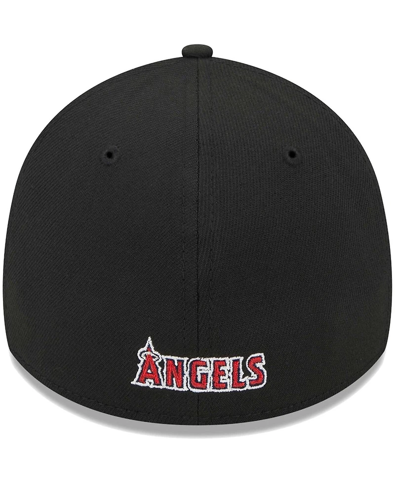 Men's New Era Black Los Angeles Angels Logo 39THIRTY Flex Hat