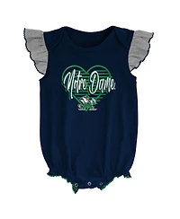 Girls Newborn and Infant Navy, Heather Gray Notre Dame Fighting Irish All The Love Bodysuit Bib Booties Set