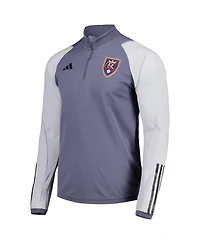 Men's adidas Gray Real Salt Lake 2023 On-Field Aeroready Quarter-Zip Training Top