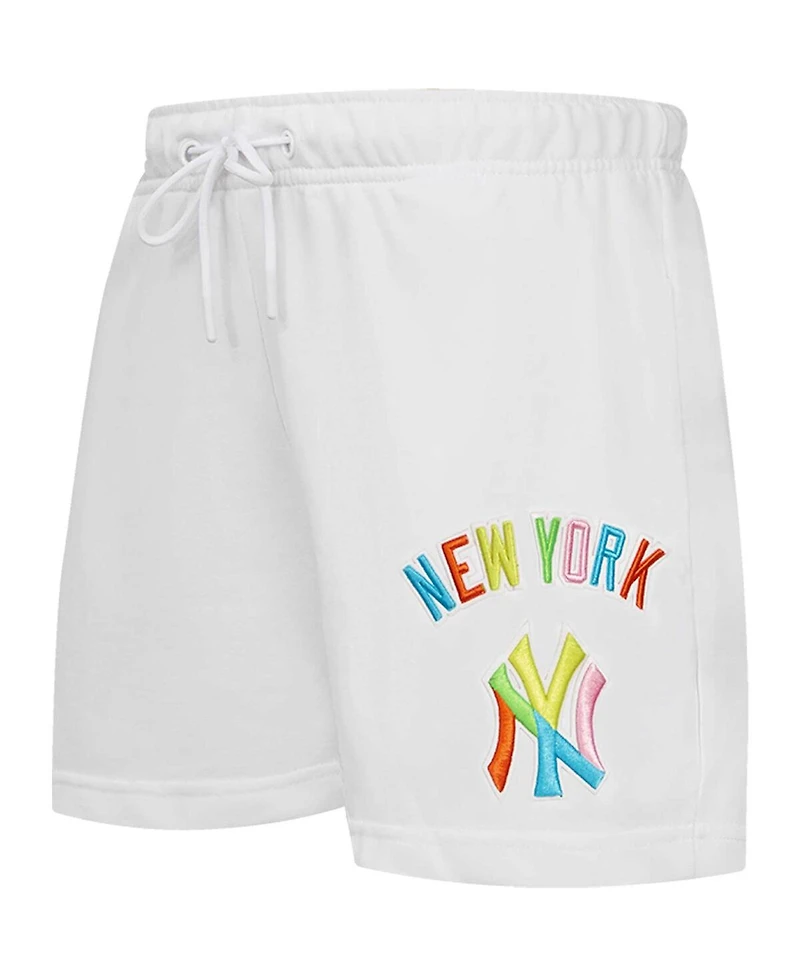 Women's Pro Standard White New York Yankees Washed Neon Shorts
