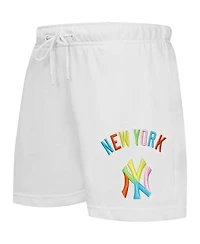 Women's Pro Standard White New York Yankees Washed Neon Shorts