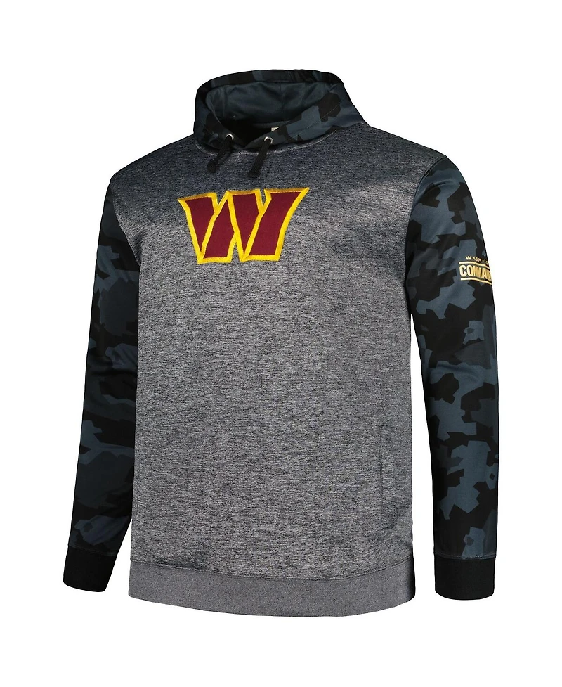 Men's Fanatics Heather Charcoal Washington Commanders Big and Tall Camo Pullover Hoodie
